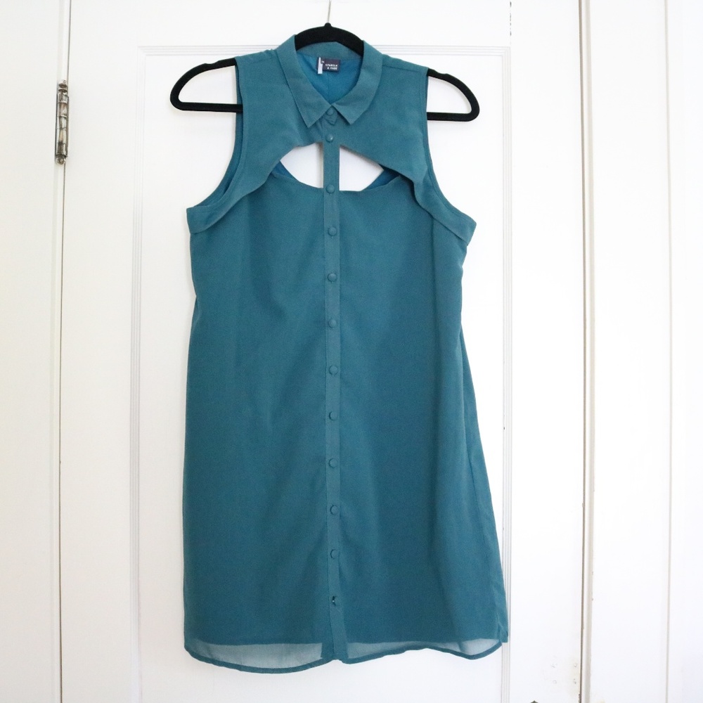 Urban Outfitters Teal Keyhole Sleeveless Dress